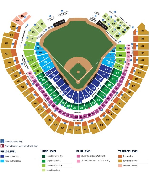 Miller Park Seating Map With Seat Numbers Elcho Table